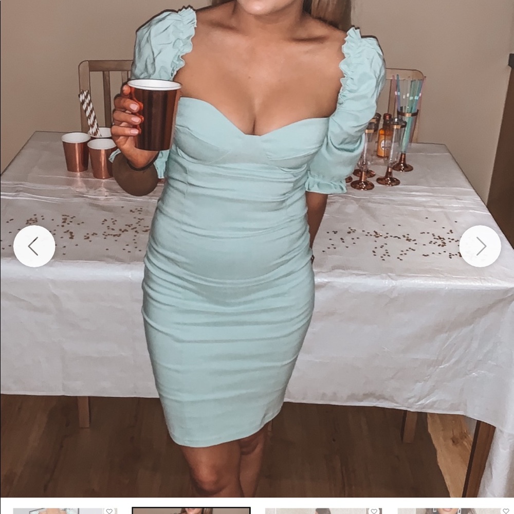 ISawItFirst Bardot Puff Sleeve Dress